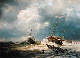 Andreas Achenbach Ships in a Storm on the Dutch Coast 1854 painting